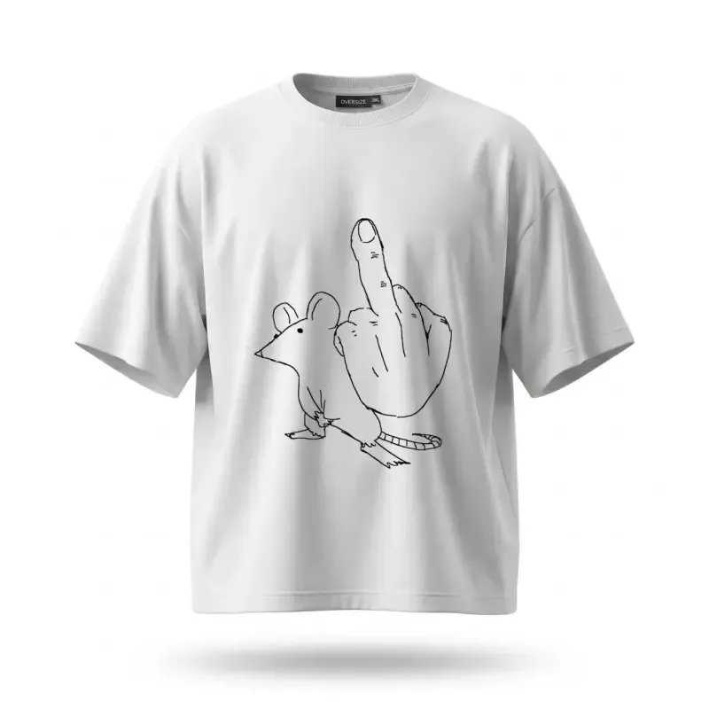 تیشرت سفید طرح موش عصبی پارچه ماکان